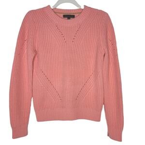 Banana Republic Pink Wool Chunky Knit Cozy Cropped Crew Neck Sweater‎ XS Preppy